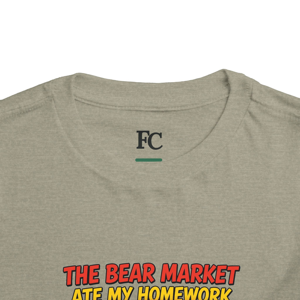 THE BEAR MARKET ATE MY HOMEWORK. Toddler Tee | Funny Finance Kids Clothing