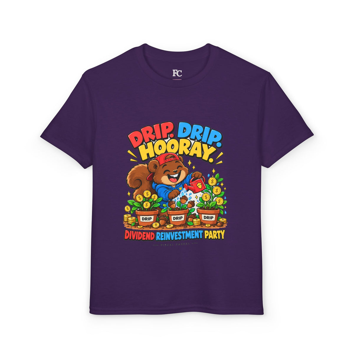 SQUIRREL DIVIDEND PARTY. Youth Tee | Funny Finance Kids Clothing