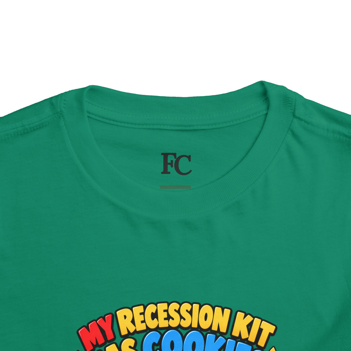 MY RECESSION KIT HAS COOKIES. Toddler Tee | Funny Finance Kids Clothing