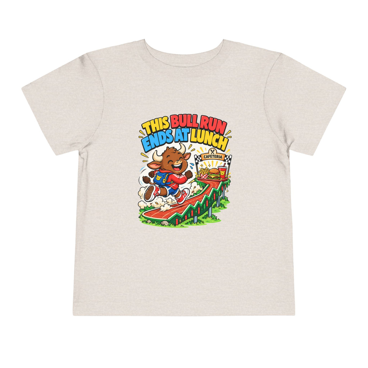 THIS BULL RUN ENDS AT LUNCH. Toddler Tee | Funny Finance Kids Clothing