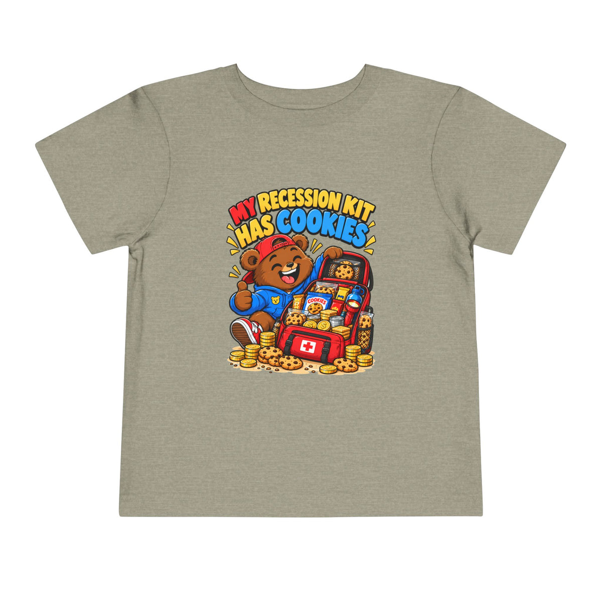 MY RECESSION KIT HAS COOKIES. Toddler Tee | Funny Finance Kids Clothing