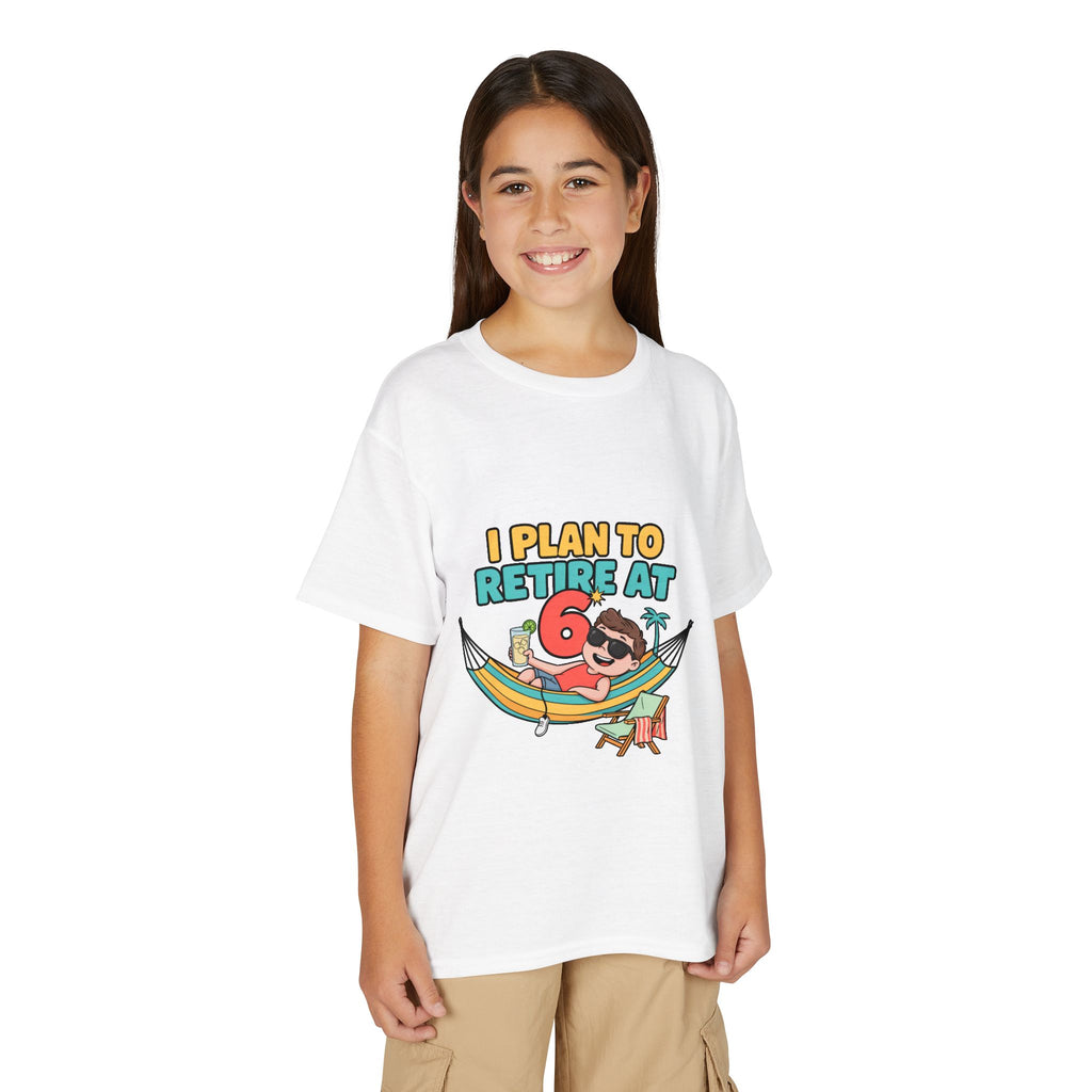 I PLAN TO RETIRE AT 6. Boys' Youth Tee | Funny Finance Kids Clothing