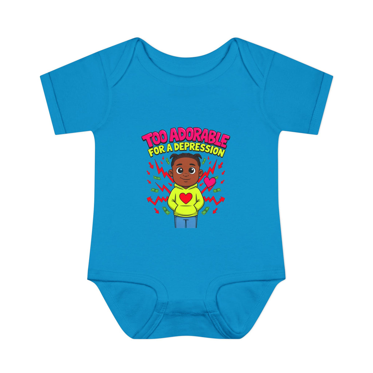 TOO ADORABLE FOR A DEPRESSION. Boys' Baby Bodysuit | Funny Finance Kids Clothing