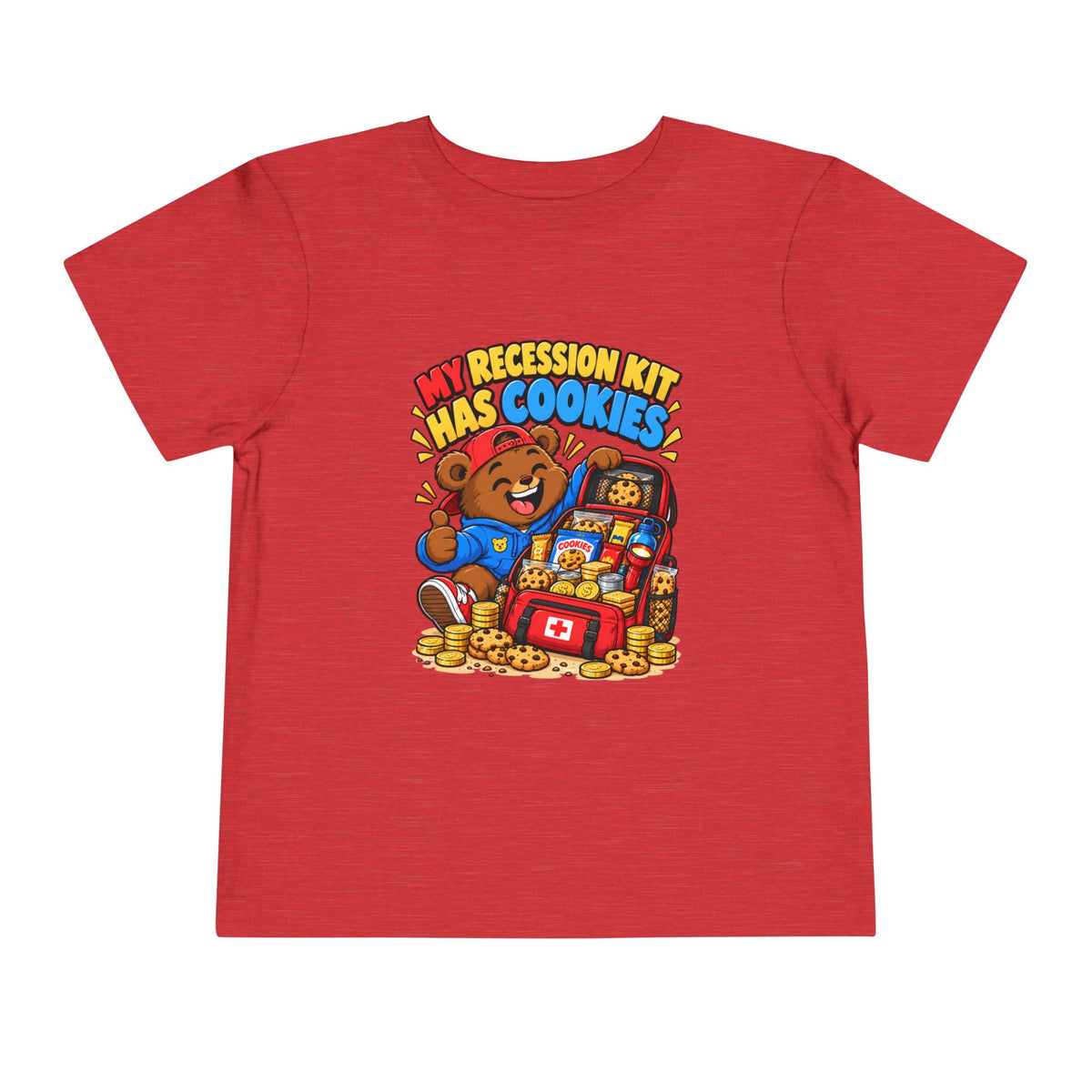 MY RECESSION KIT HAS COOKIES. Toddler Tee | Funny Finance Kids Clothing