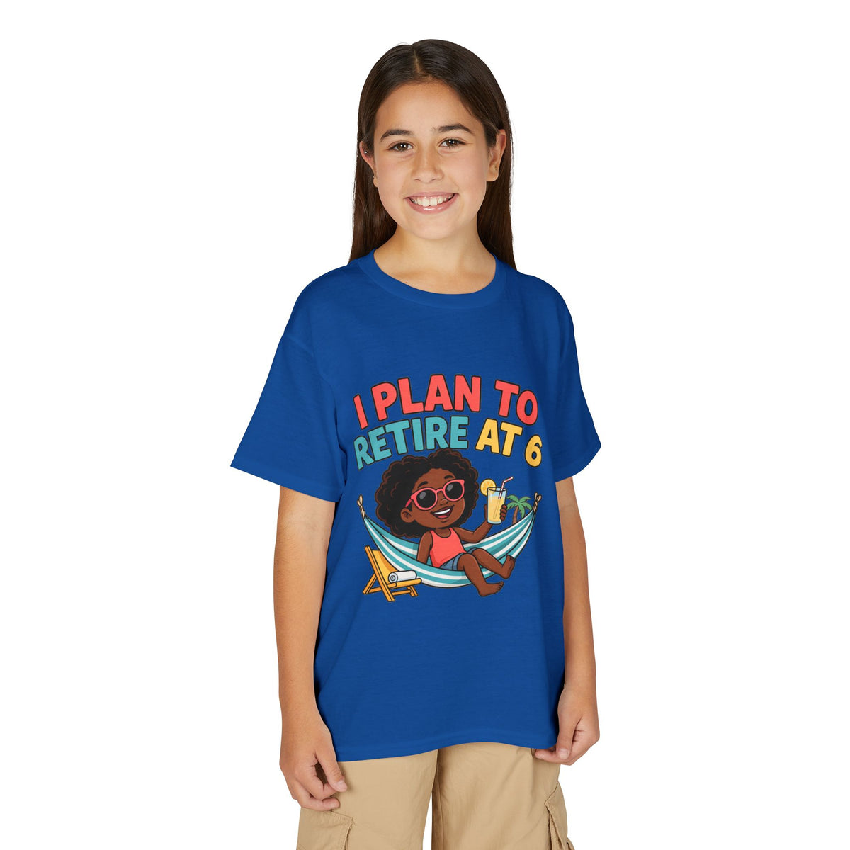 I PLAN TO RETIRE AT 6. Girls' Youth Tee | Funny Finance Kids Clothing