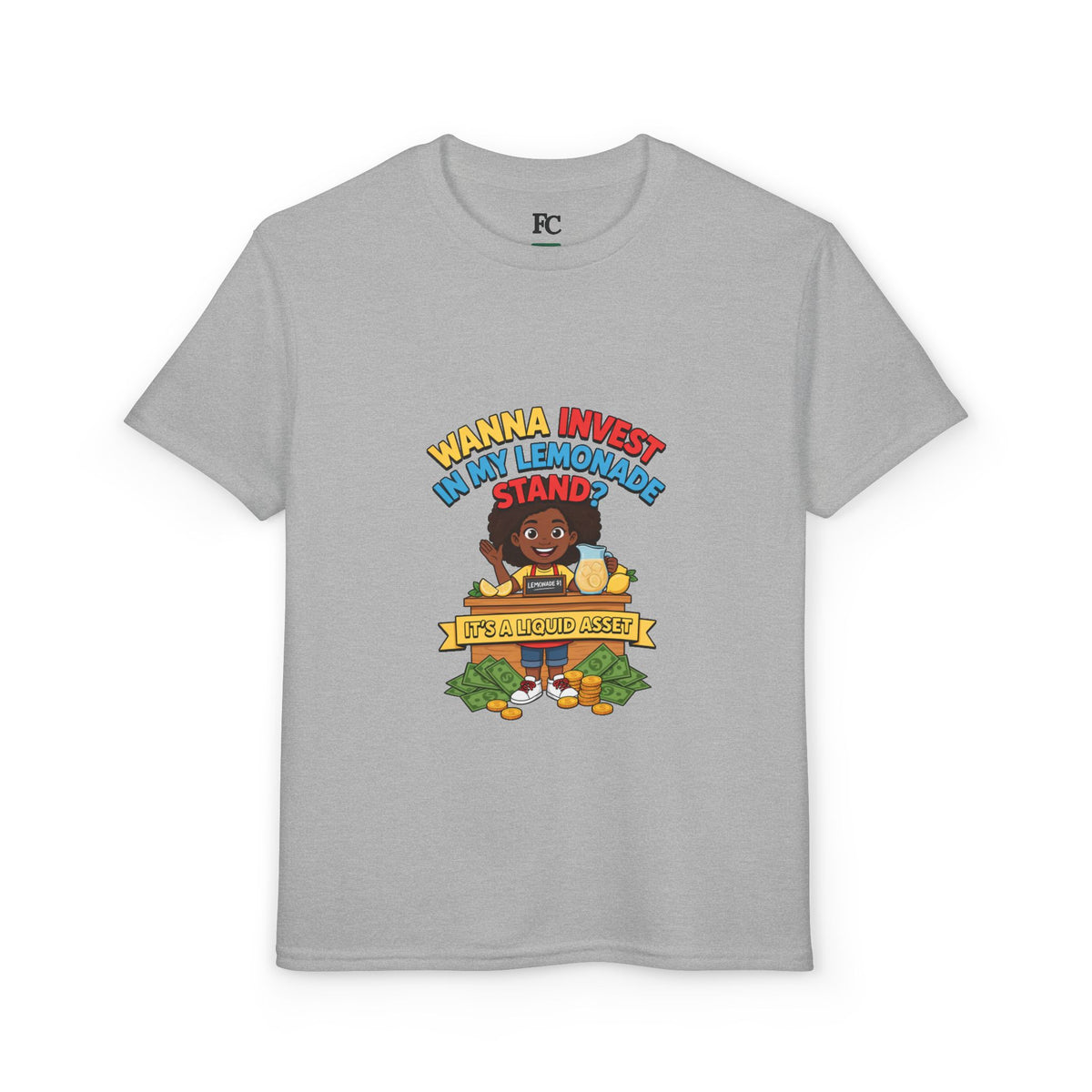WANNA INVEST IN MY LEMONADE STAND? IT'S A LIQUID ASSET. Youth Tee | Funny Finance Kids Clothing. Youth Tee | Funny Finance Kids Clothing