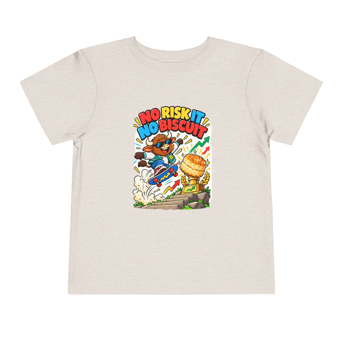 NO RISK IT NO BISCUIT. Toddler Tee | Funny Finance Kids Clothing
