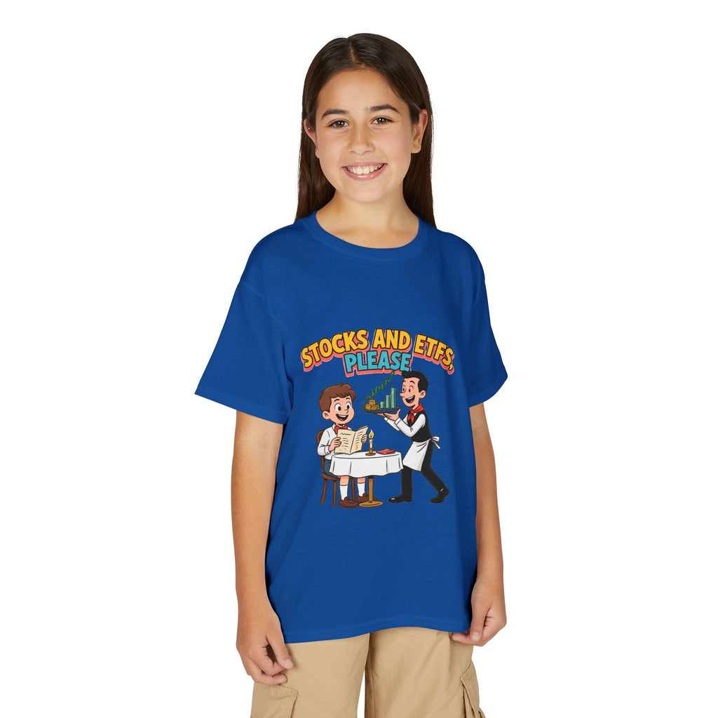 STOCKS AND ETFS, PLEASE. Boys' Youth Tee | Funny Finance Kids Clothing