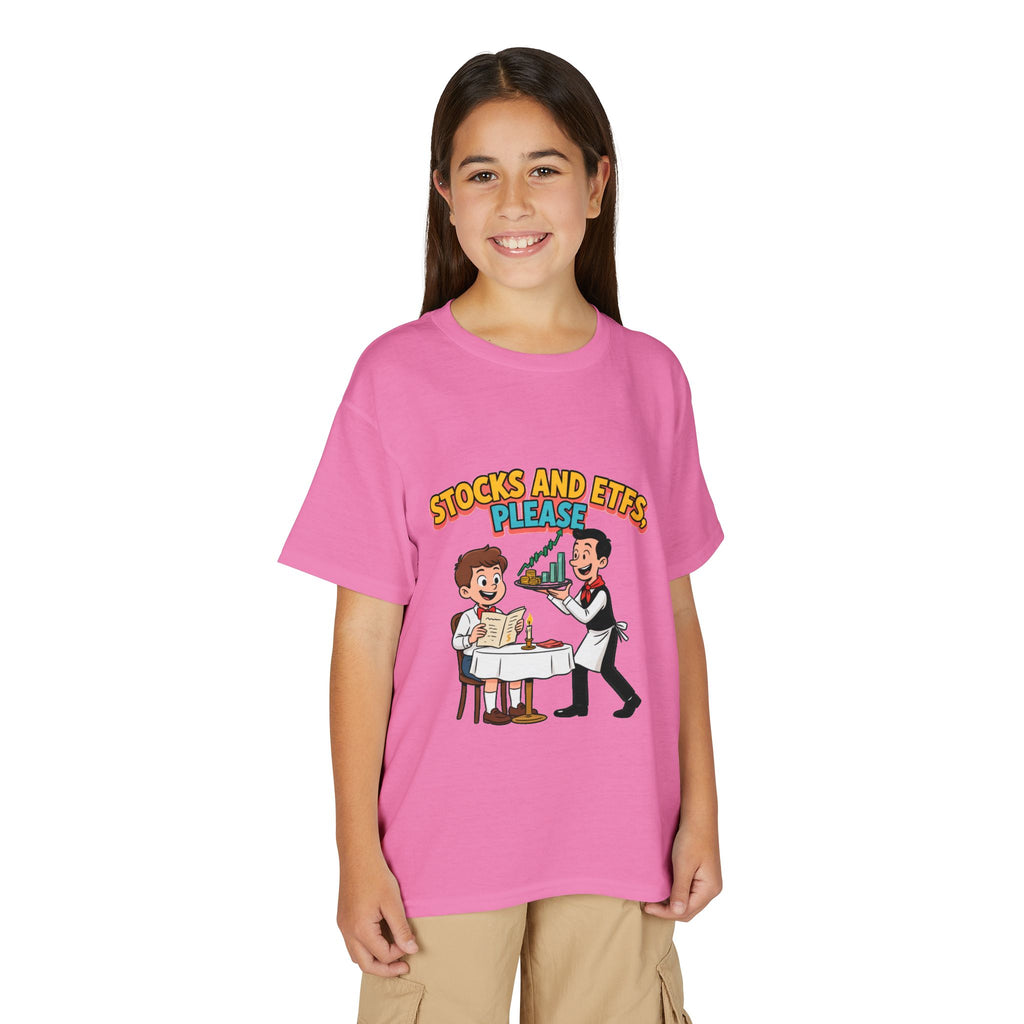 STOCKS AND ETFS, PLEASE. Boys' Youth Tee | Funny Finance Kids Clothing