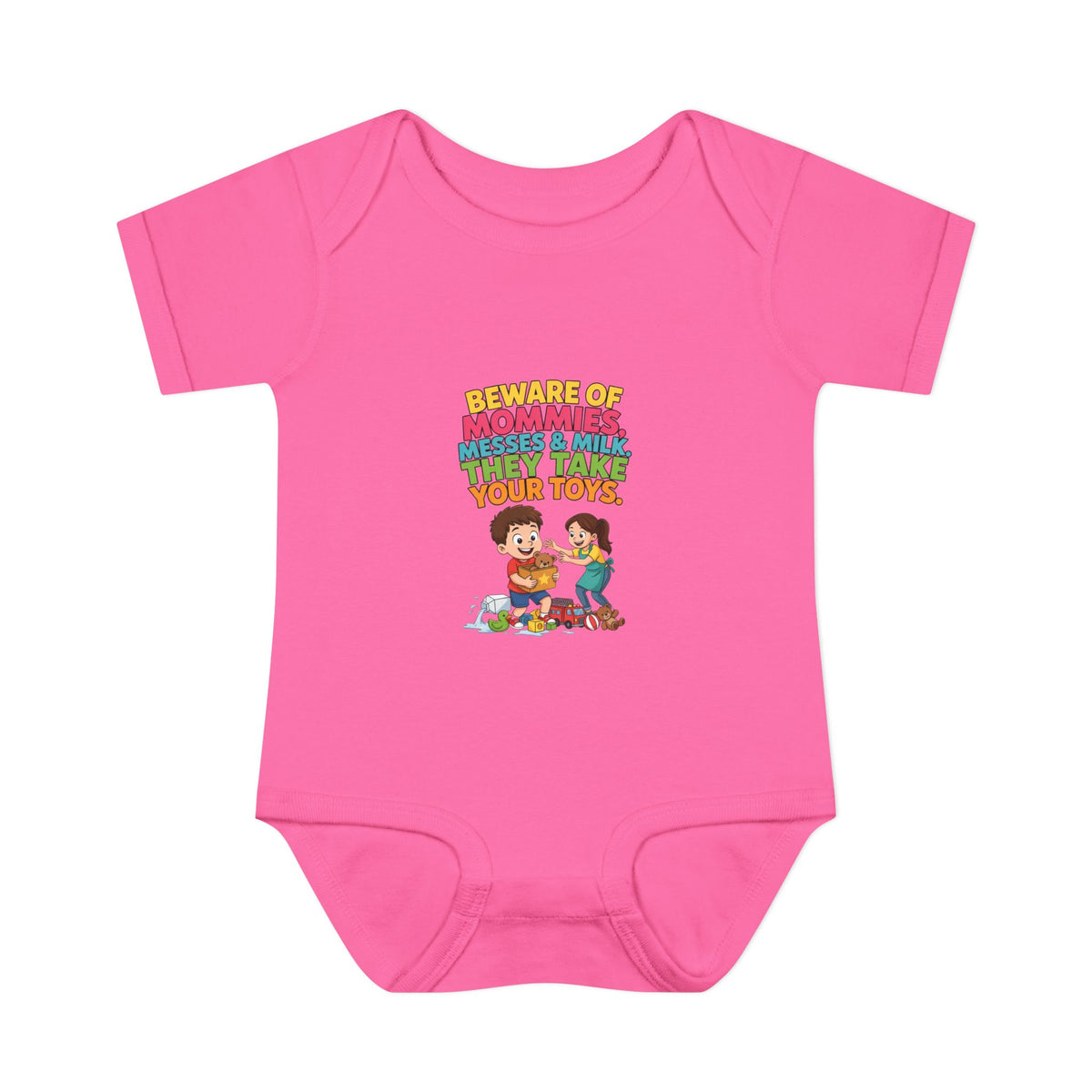 BEWARE OF MOMMIES, MESSES & MILK. THEY TAKE YOUR TOYS.. Boys' Baby Bodysuit | Funny Finance Kids Clothing