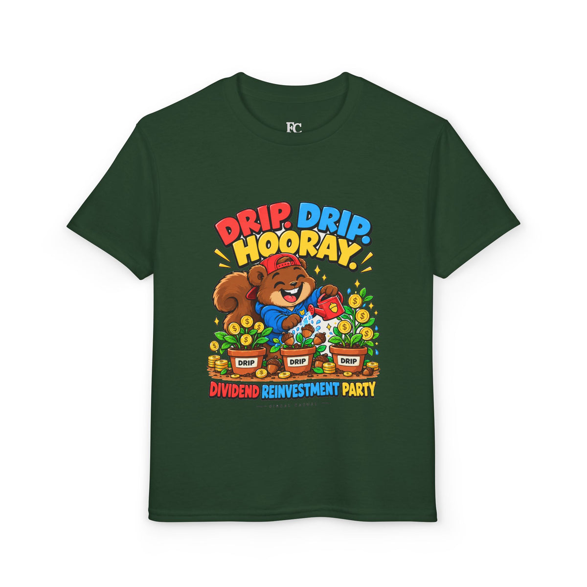 SQUIRREL DIVIDEND PARTY. Youth Tee | Funny Finance Kids Clothing