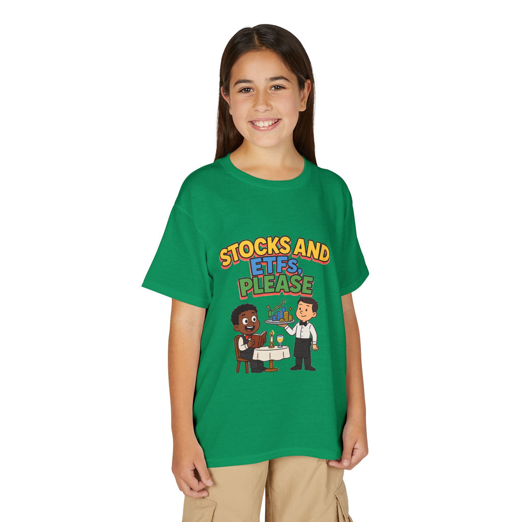 STOCKS AND ETFS, PLEASE. Boys' Youth Tee | Funny Finance Kids Clothing