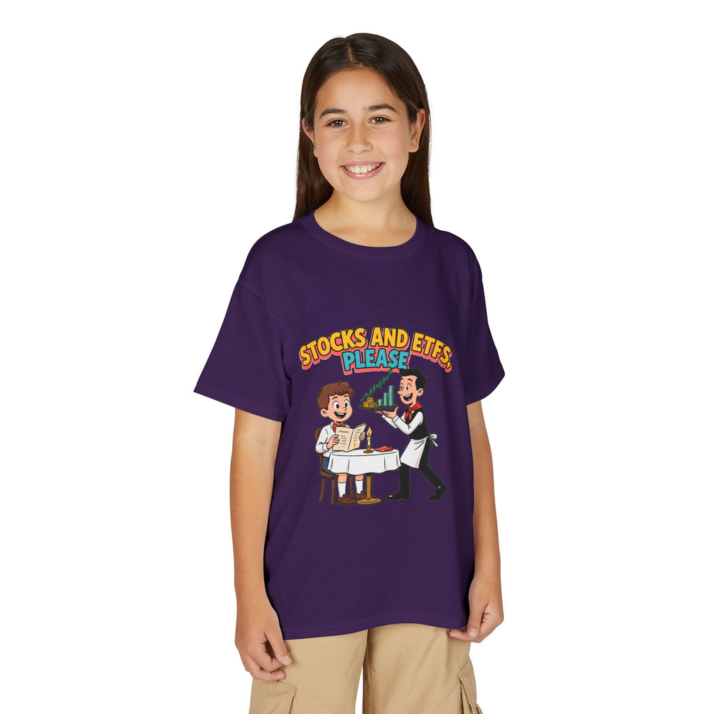 STOCKS AND ETFS, PLEASE. Boys' Youth Tee | Funny Finance Kids Clothing