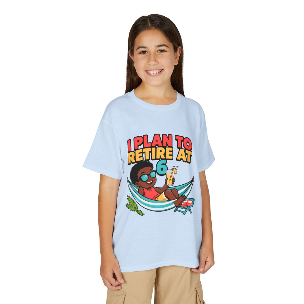 I PLAN TO RETIRE AT 6. Boys' Youth Tee | Funny Finance Kids Clothing