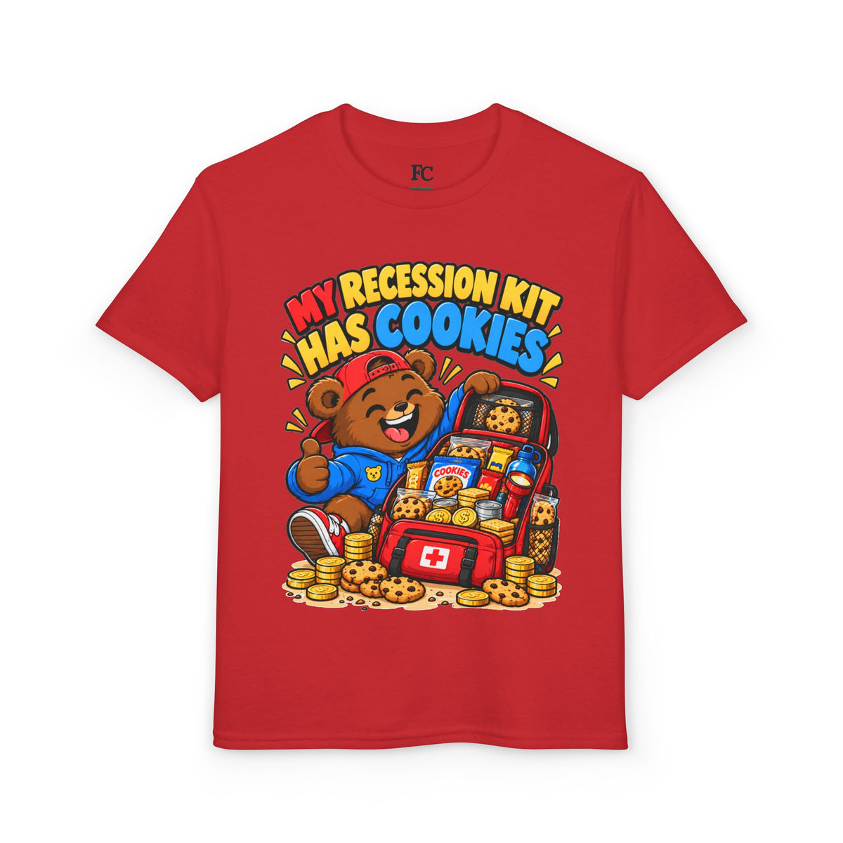 MY RECESSION KIT HAS COOKIES. Youth Tee | Funny Finance Kids Clothing