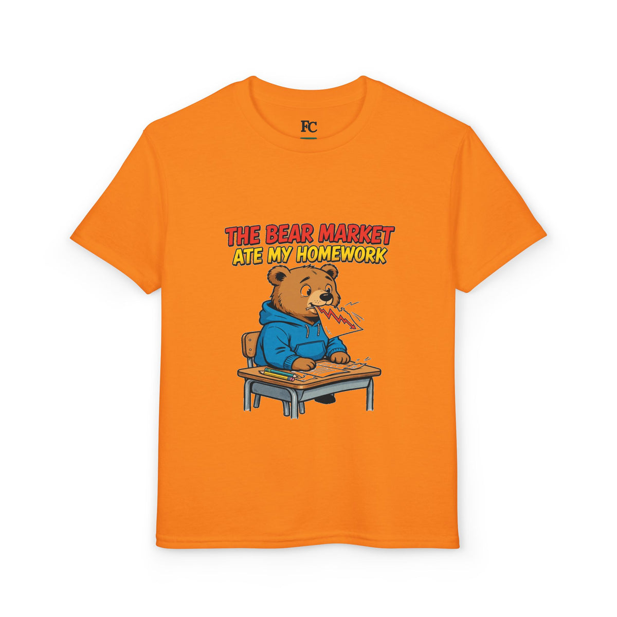 THE BEAR MARKET ATE MY HOMEWORK. Youth Tee | Funny Finance Kids Clothing