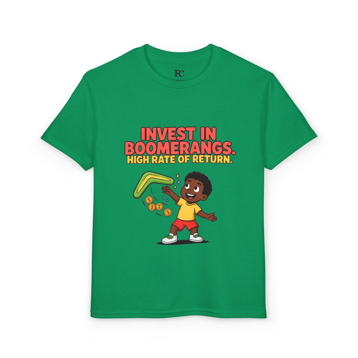 INVEST IN BOOMERANGS. HIGH RATE OF RETURN. Boys' Youth Tee | Funny Finance Kids Clothing