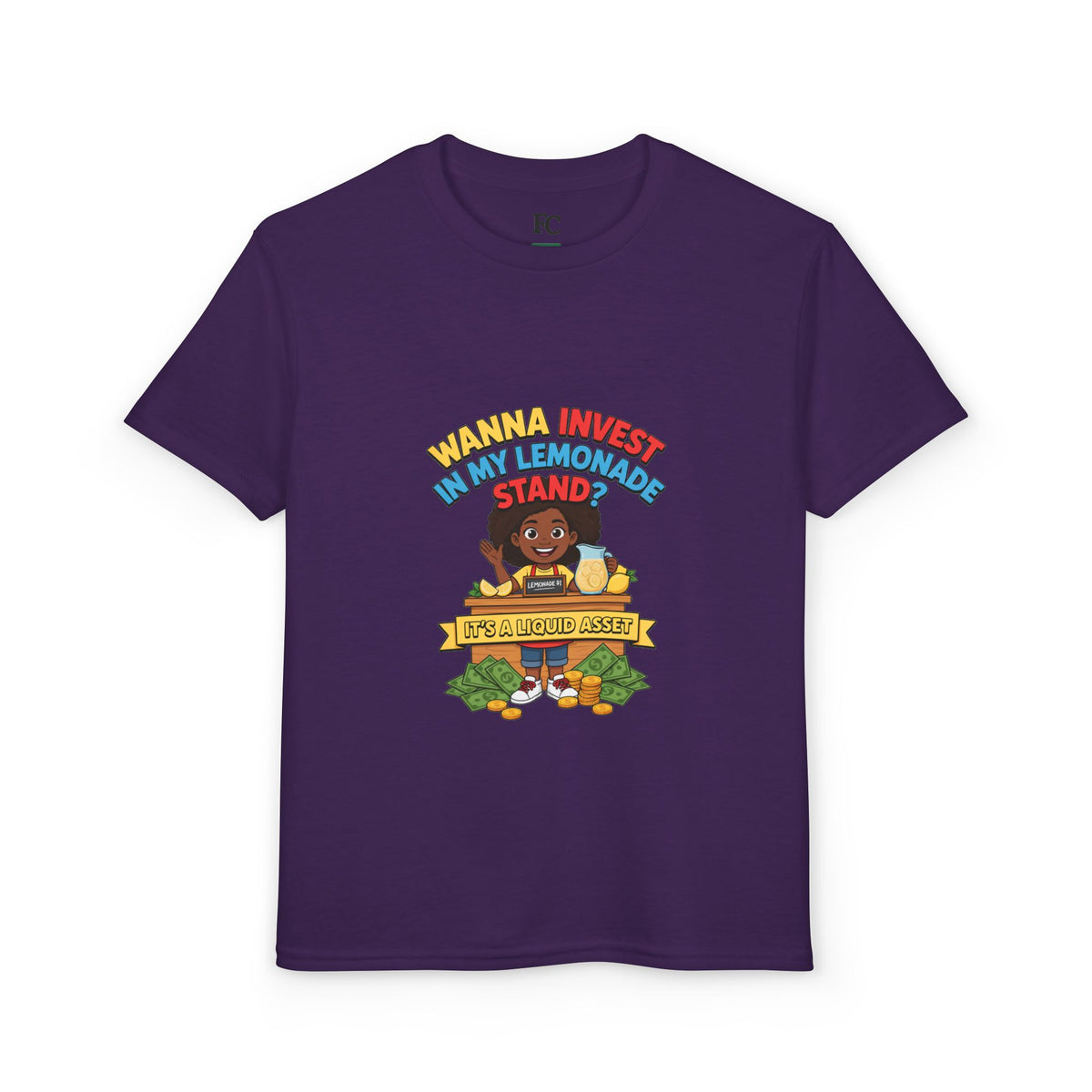WANNA INVEST IN MY LEMONADE STAND? IT'S A LIQUID ASSET. Youth Tee | Funny Finance Kids Clothing. Youth Tee | Funny Finance Kids Clothing