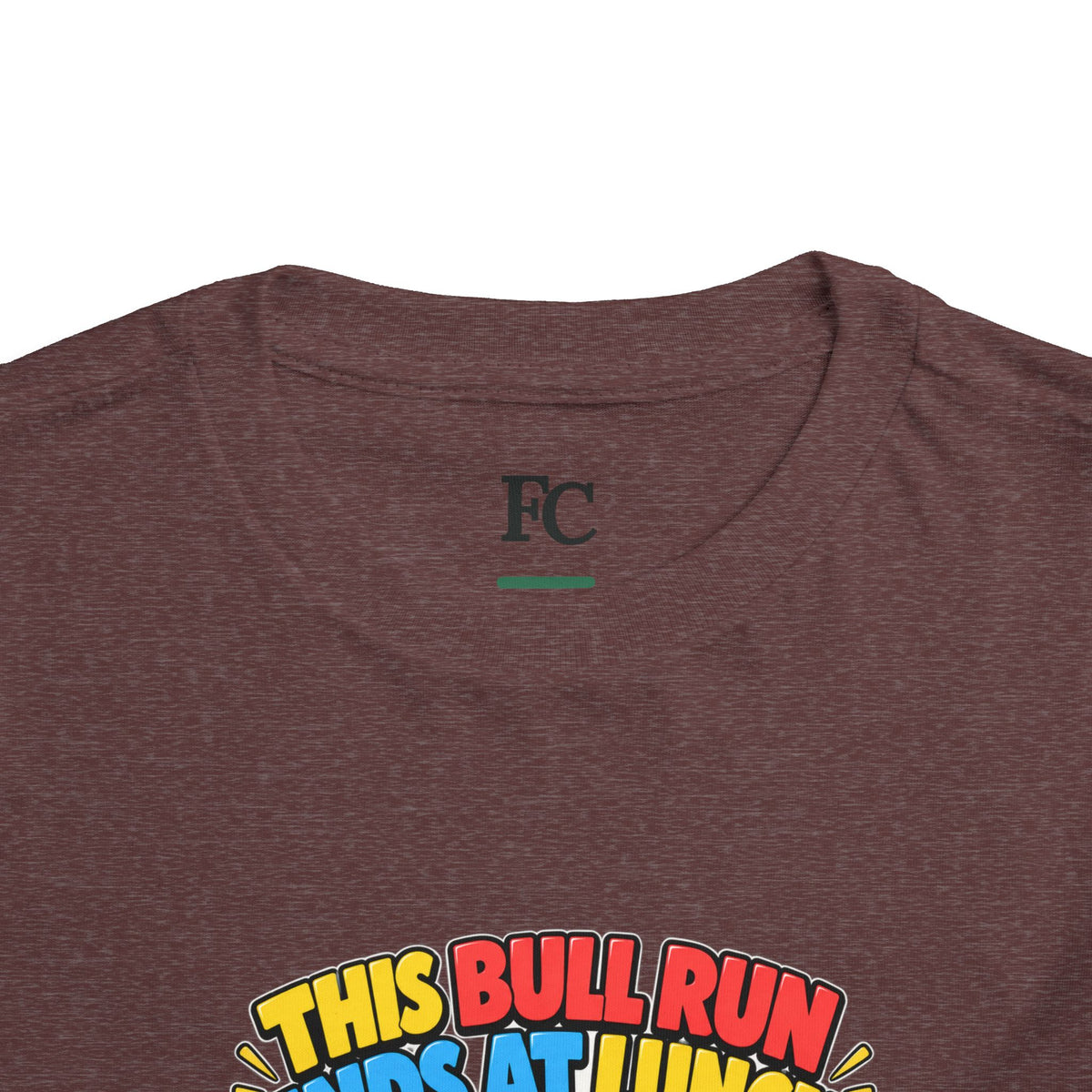 THIS BULL RUN ENDS AT LUNCH. Toddler Tee | Funny Finance Kids Clothing