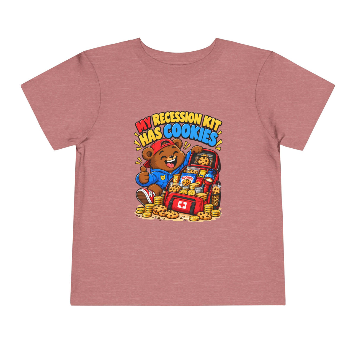 MY RECESSION KIT HAS COOKIES. Toddler Tee | Funny Finance Kids Clothing