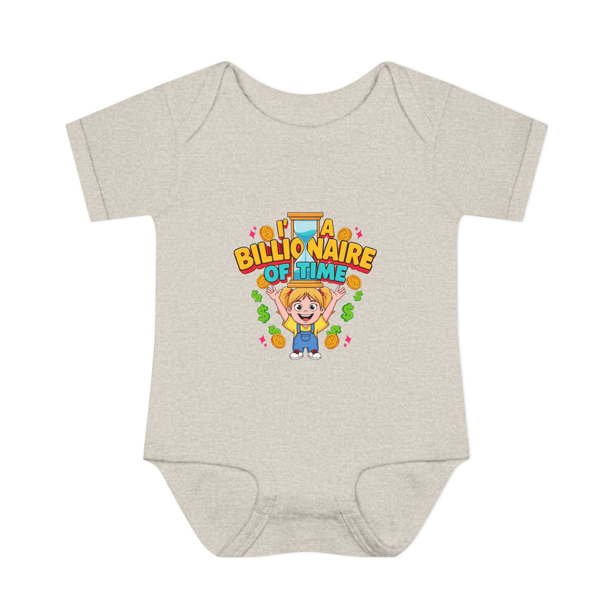 I'M A BILLIONAIRE OF TIME. Girls' Baby Bodysuit | Funny Finance Kids Clothing