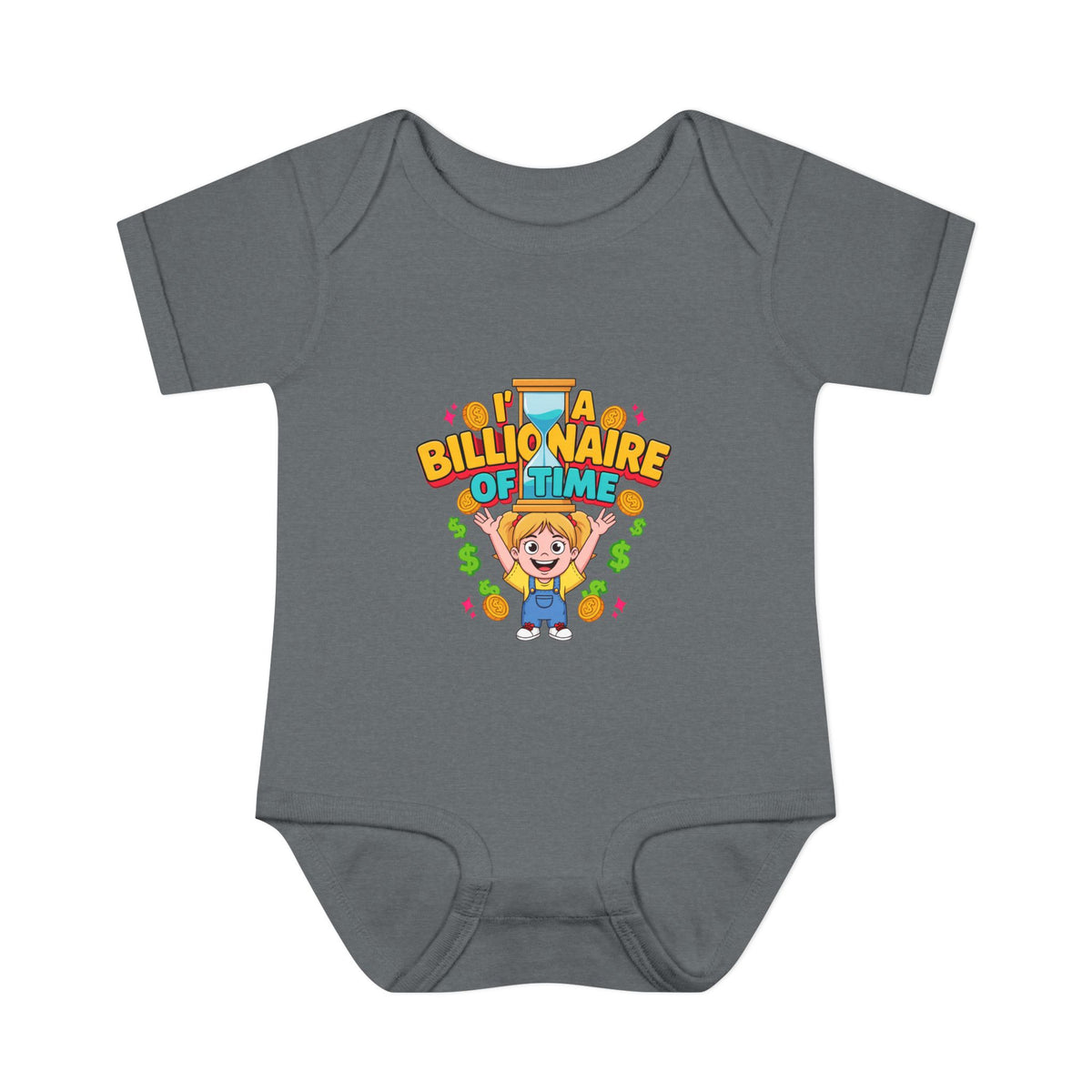 I'M A BILLIONAIRE OF TIME. Girls' Baby Bodysuit | Funny Finance Kids Clothing