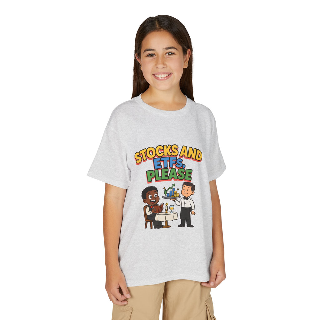 STOCKS AND ETFS, PLEASE. Boys' Youth Tee | Funny Finance Kids Clothing