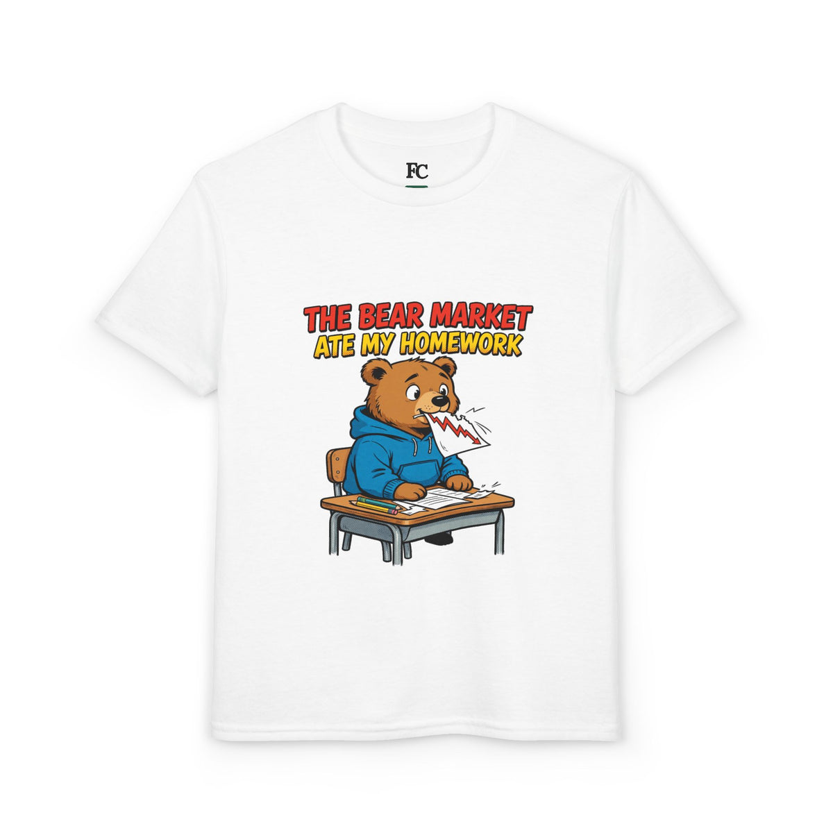 THE BEAR MARKET ATE MY HOMEWORK. Youth Tee | Funny Finance Kids Clothing