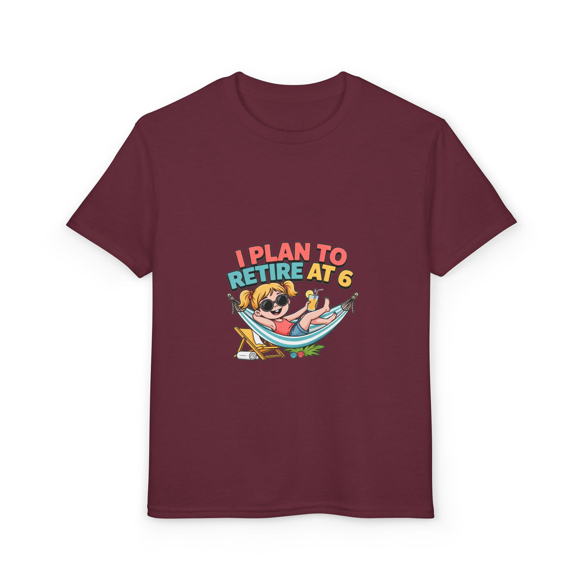 I PLAN TO RETIRE AT 6. Girls' Youth Tee | Funny Finance Kids Clothing