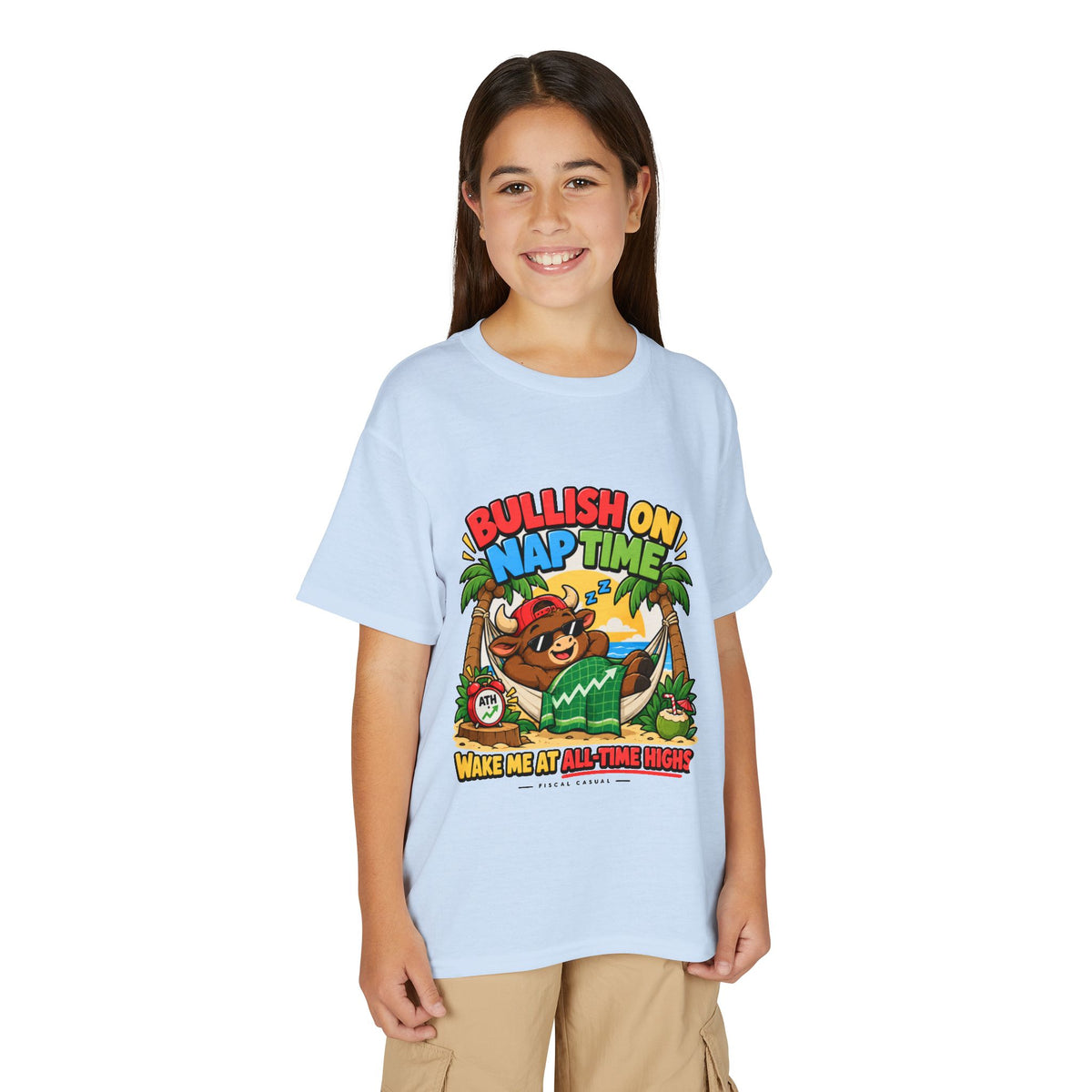 BULL NAP TIME. Youth Tee | Funny Finance Kids Clothing