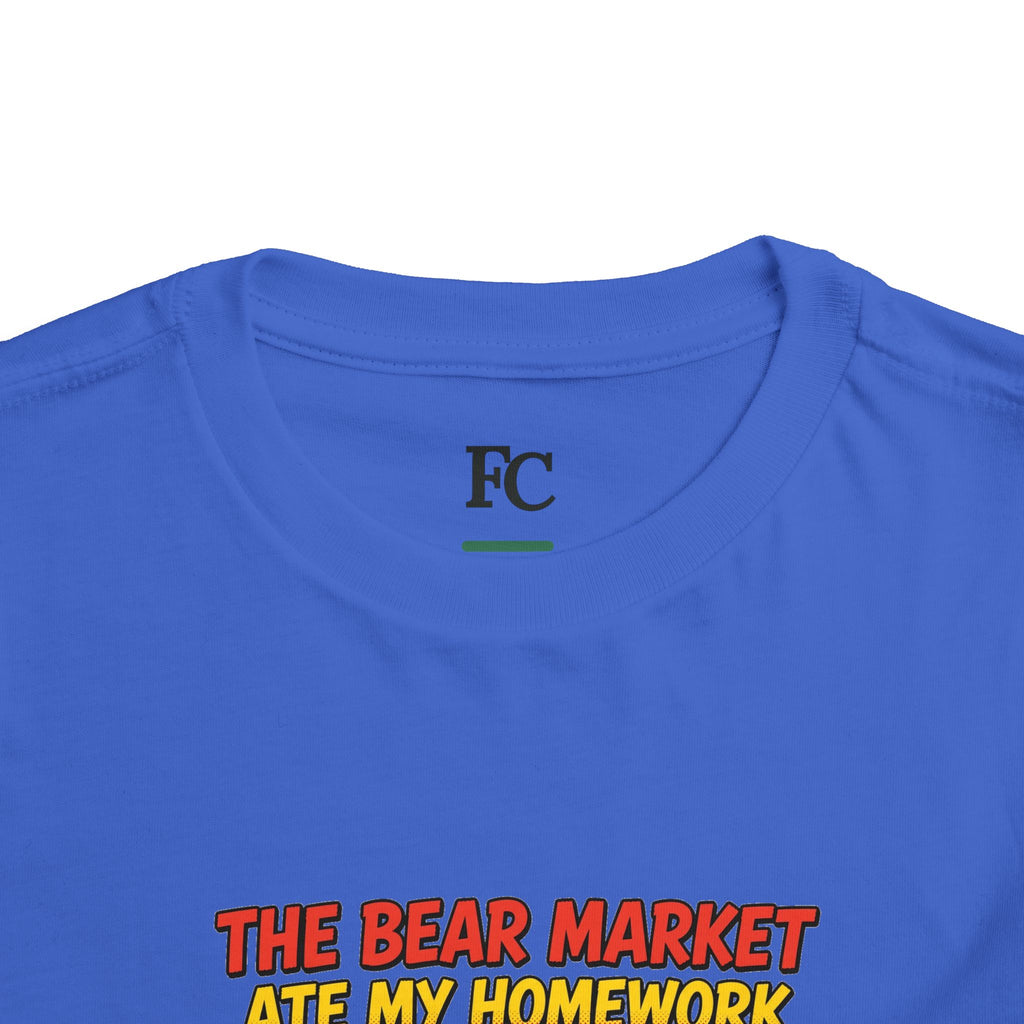 THE BEAR MARKET ATE MY HOMEWORK. Toddler Tee | Funny Finance Kids Clothing