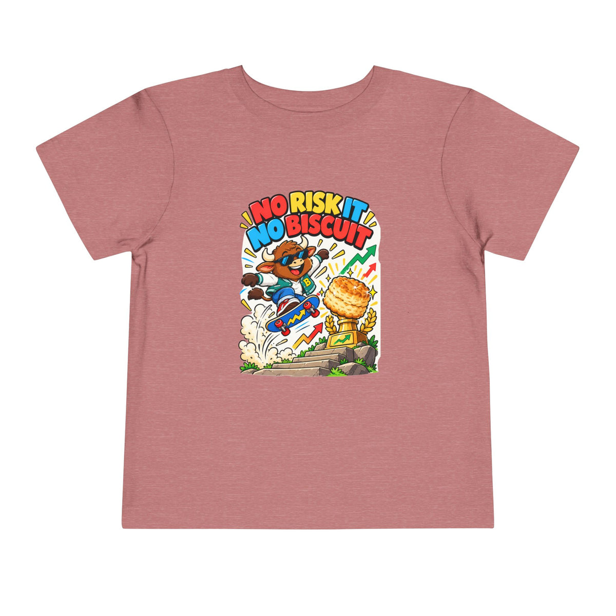 NO RISK IT NO BISCUIT. Toddler Tee | Funny Finance Kids Clothing