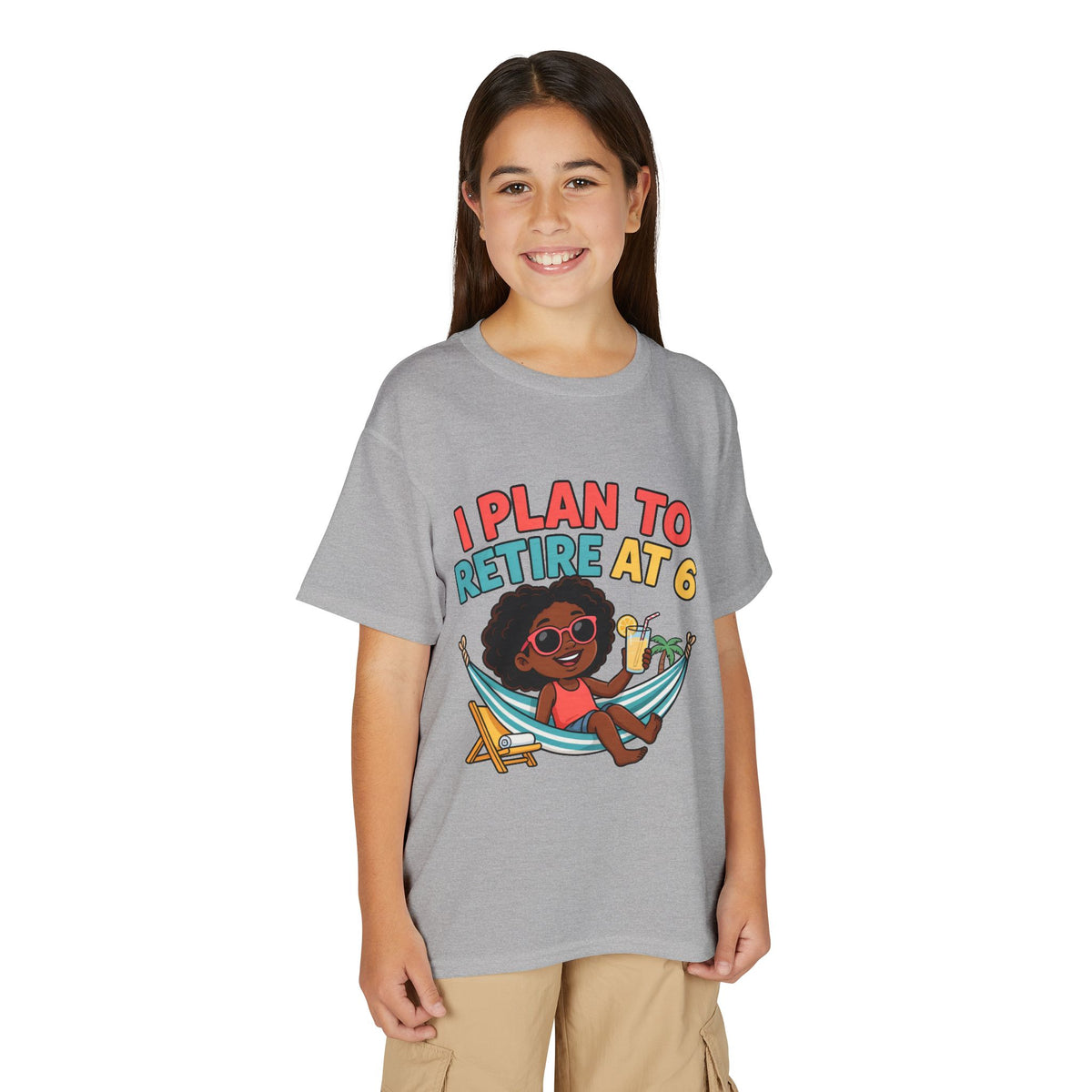 I PLAN TO RETIRE AT 6. Girls' Youth Tee | Funny Finance Kids Clothing
