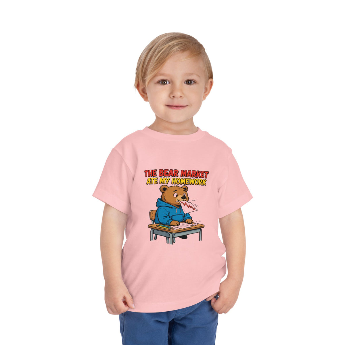 THE BEAR MARKET ATE MY HOMEWORK. Toddler Tee | Funny Finance Kids Clothing