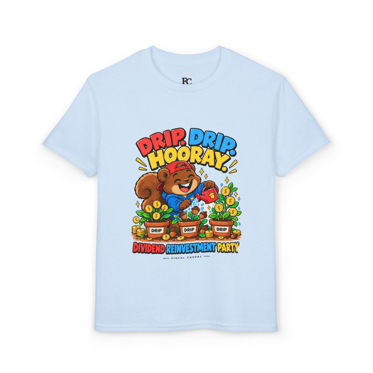 SQUIRREL DIVIDEND PARTY. Youth Tee | Funny Finance Kids Clothing