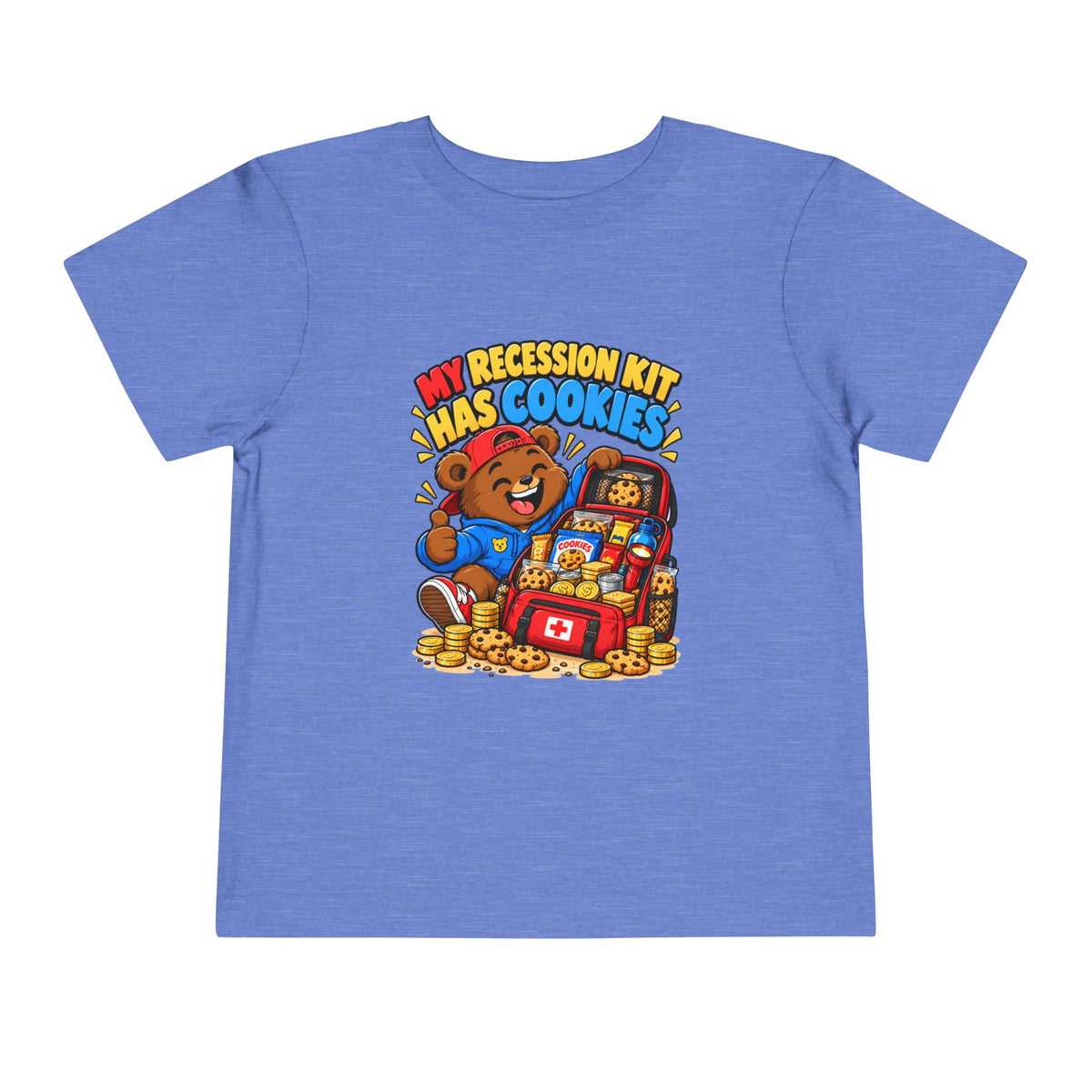 MY RECESSION KIT HAS COOKIES. Toddler Tee | Funny Finance Kids Clothing