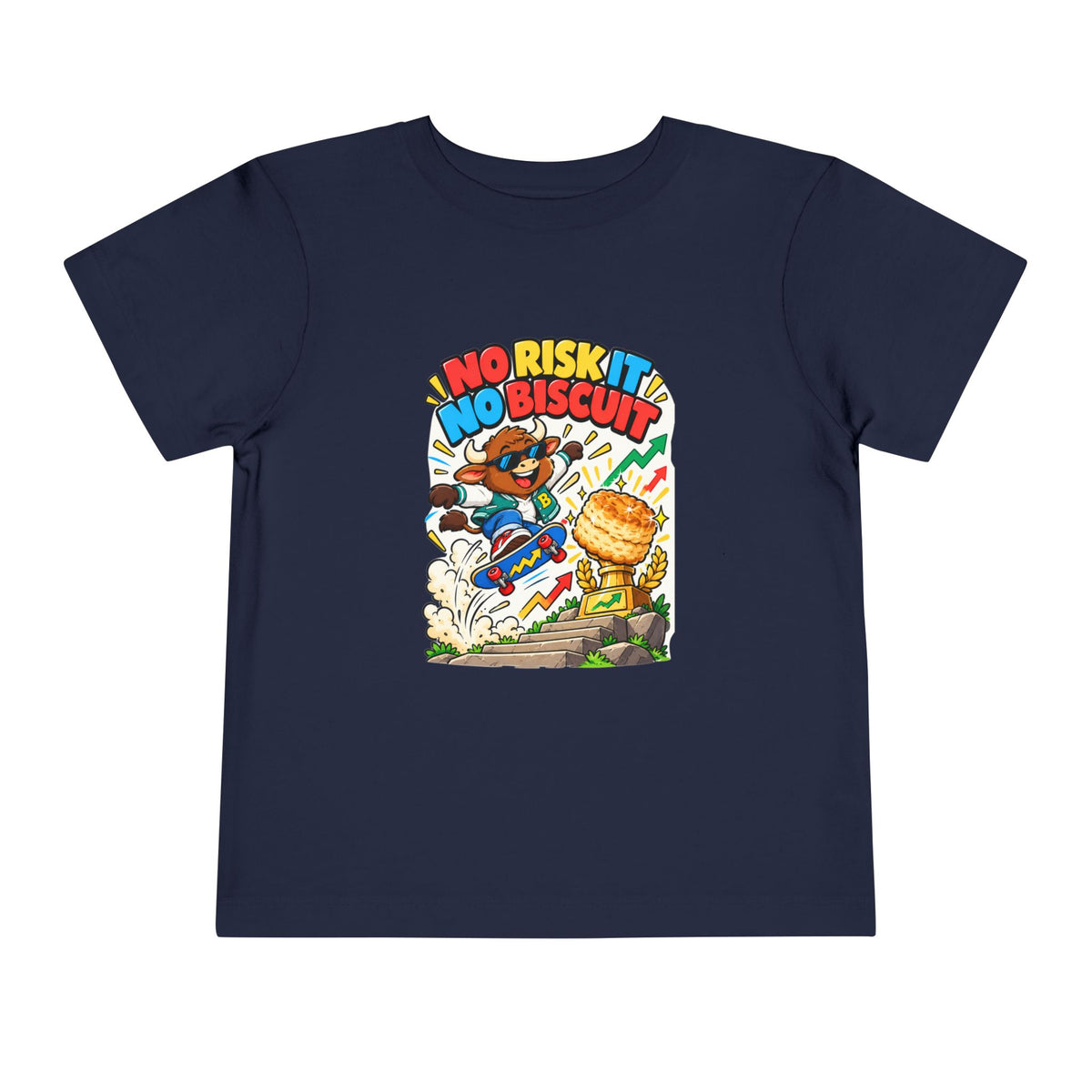 NO RISK IT NO BISCUIT. Toddler Tee | Funny Finance Kids Clothing