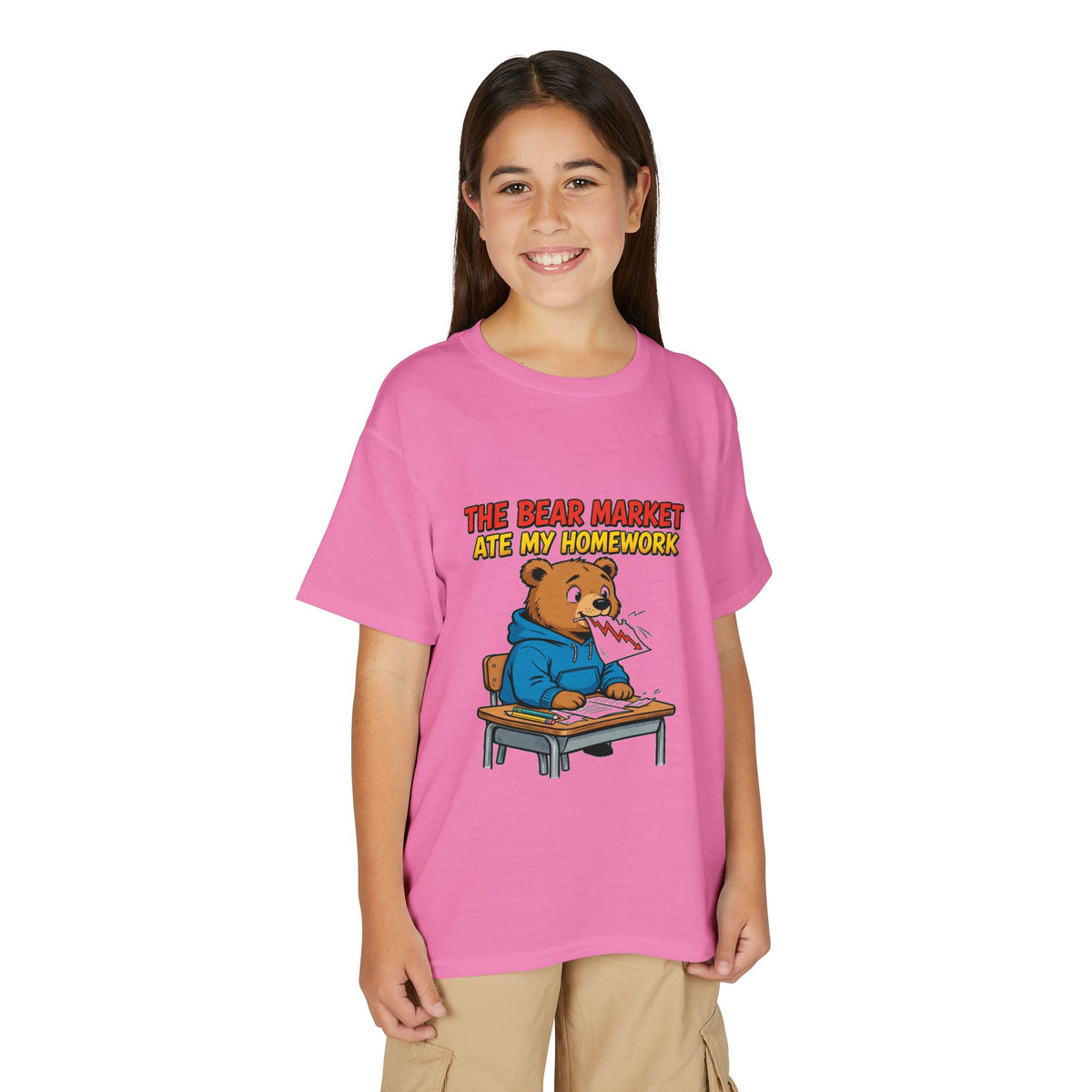 THE BEAR MARKET ATE MY HOMEWORK. Youth Tee | Funny Finance Kids Clothing