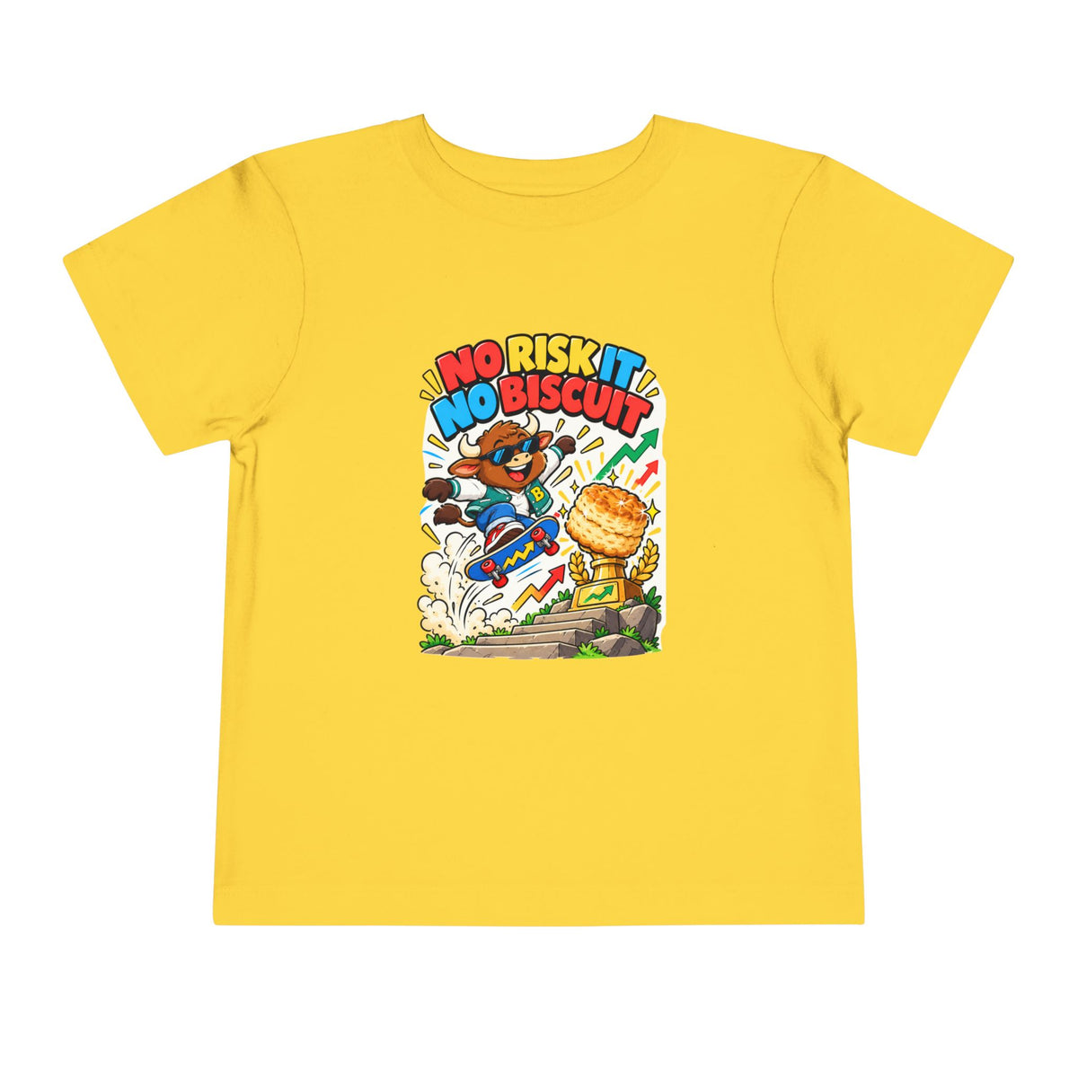 NO RISK IT NO BISCUIT. Toddler Tee | Funny Finance Kids Clothing