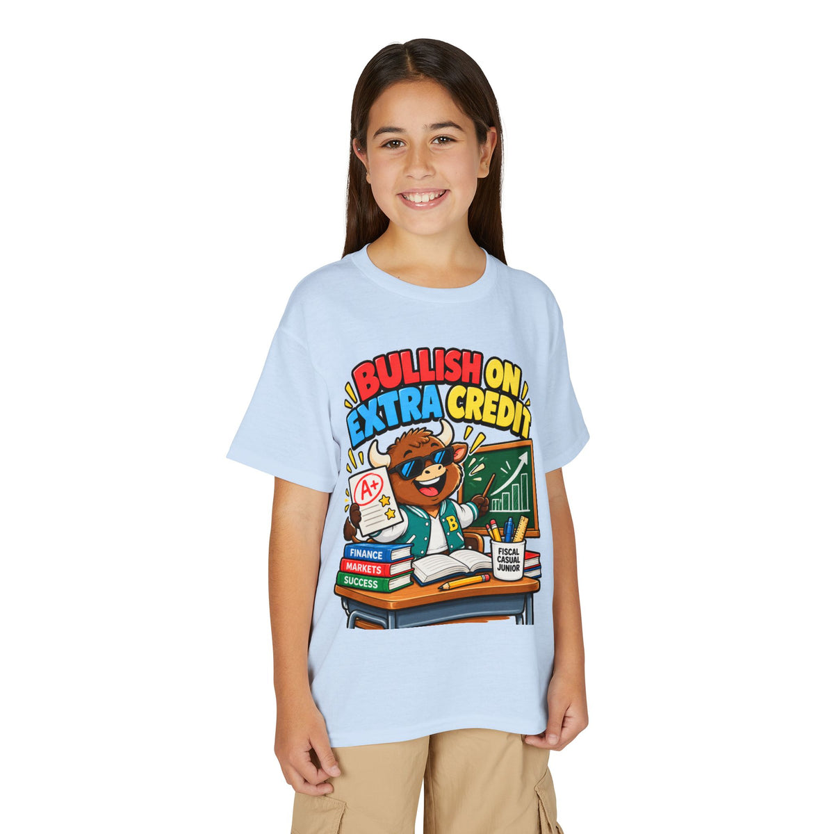 BULLISH ON EXTRA CREDIT. Youth Tee | Funny Finance Kids Clothing