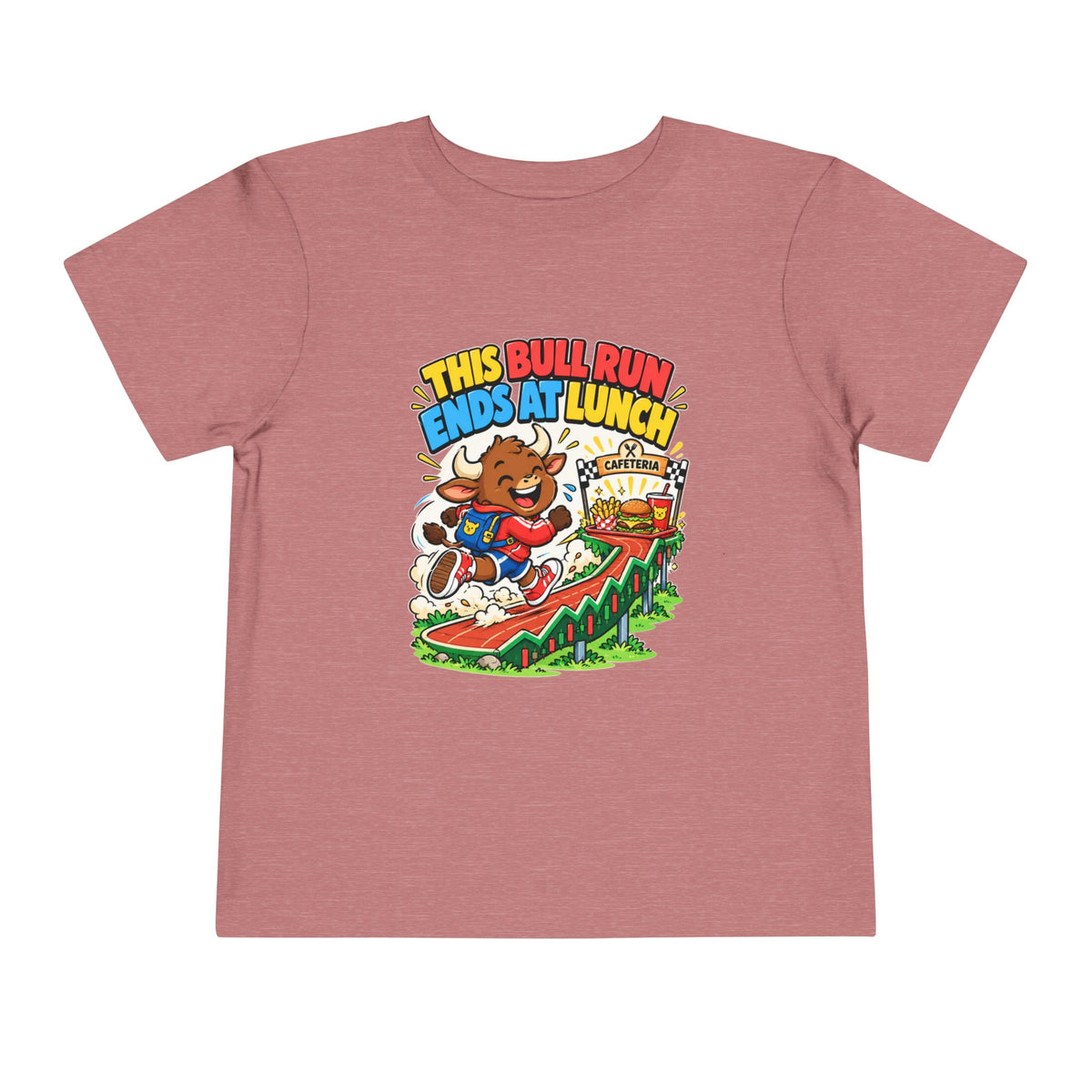 THIS BULL RUN ENDS AT LUNCH. Toddler Tee | Funny Finance Kids Clothing