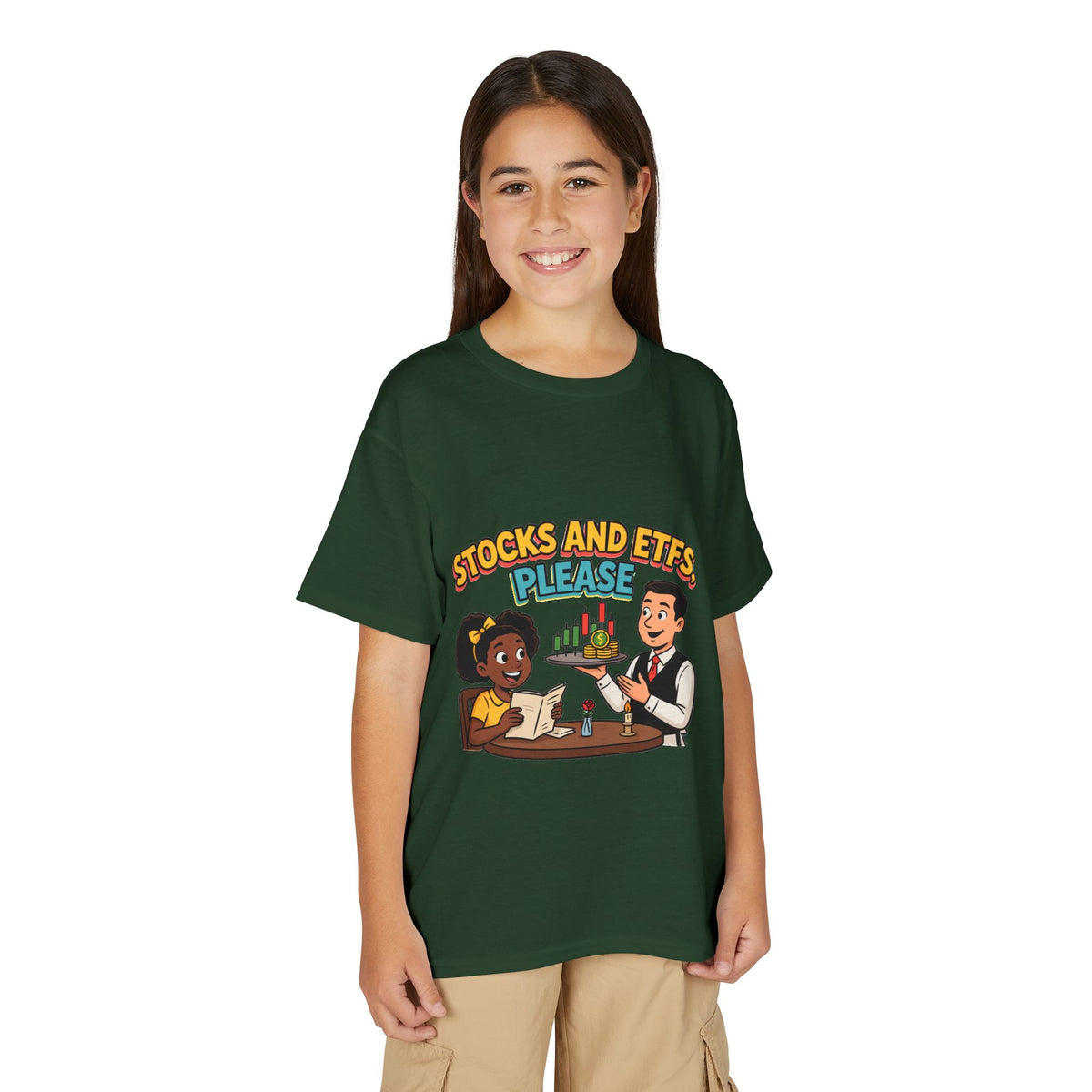 STOCKS AND ETFS, PLEASE. Girls' Youth Tee | Funny Finance Kids Clothing