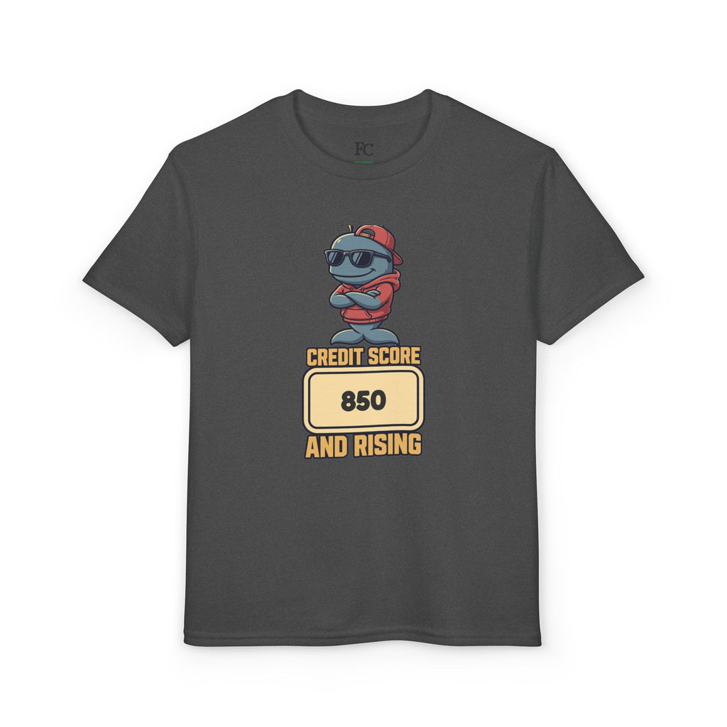 CREDIT SCORE: [SCORE] AND RISING. Youth Tee | Personalized Funny Finance Kids Shirt