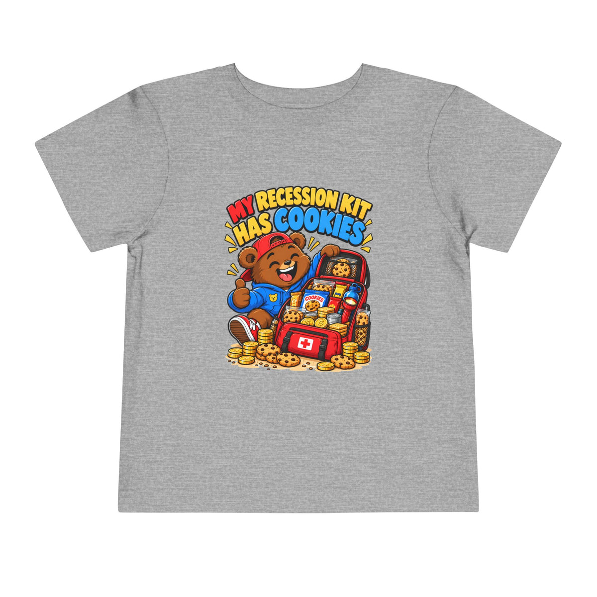 MY RECESSION KIT HAS COOKIES. Toddler Tee | Funny Finance Kids Clothing