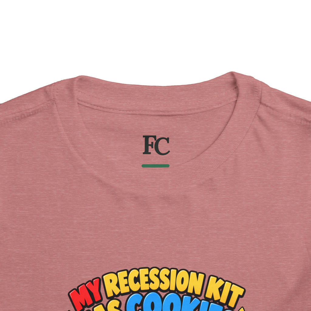 MY RECESSION KIT HAS COOKIES. Toddler Tee | Funny Finance Kids Clothing