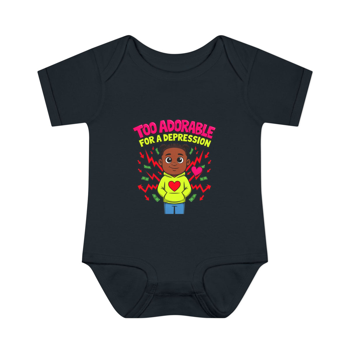 TOO ADORABLE FOR A DEPRESSION. Boys' Baby Bodysuit | Funny Finance Kids Clothing