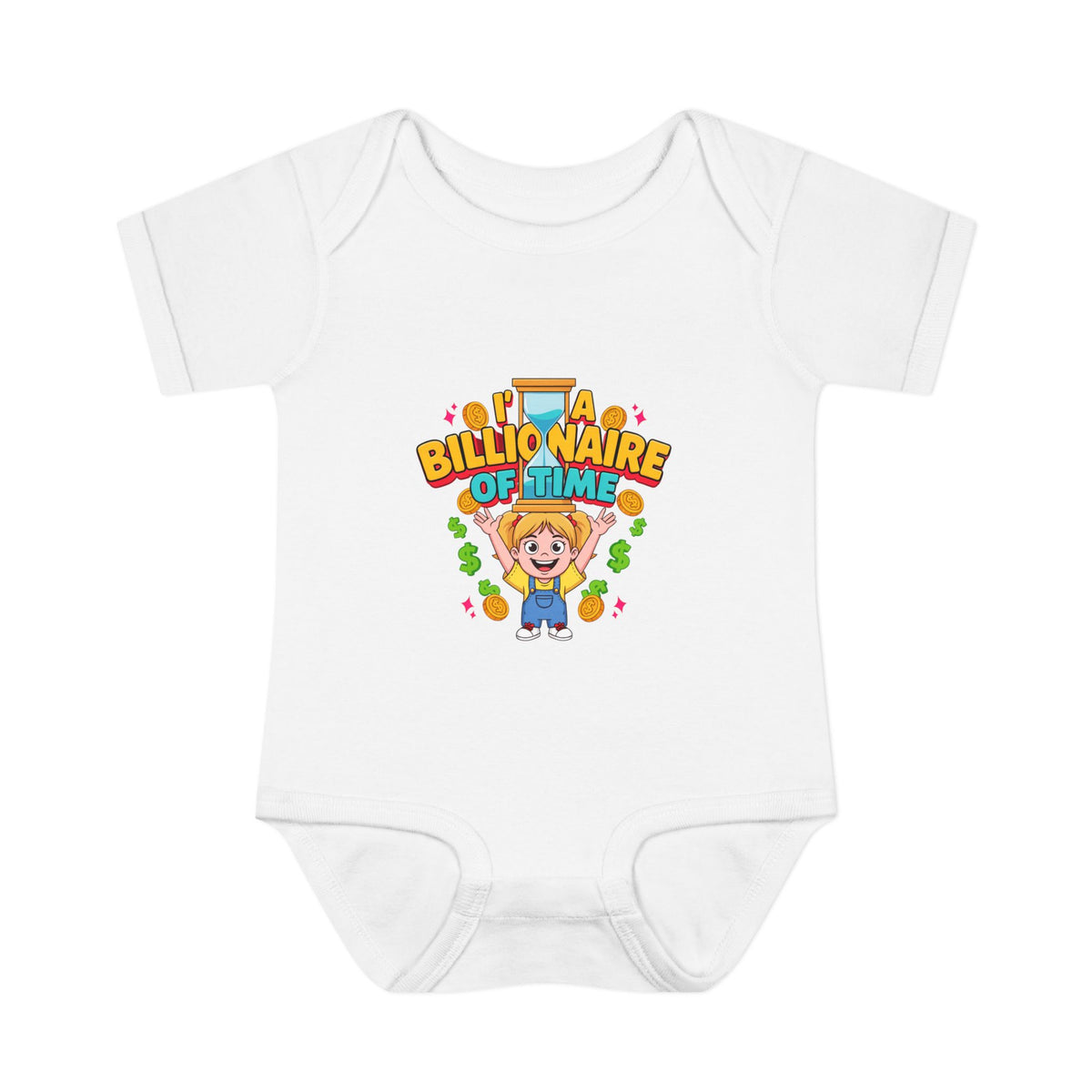 I'M A BILLIONAIRE OF TIME. Girls' Baby Bodysuit | Funny Finance Kids Clothing