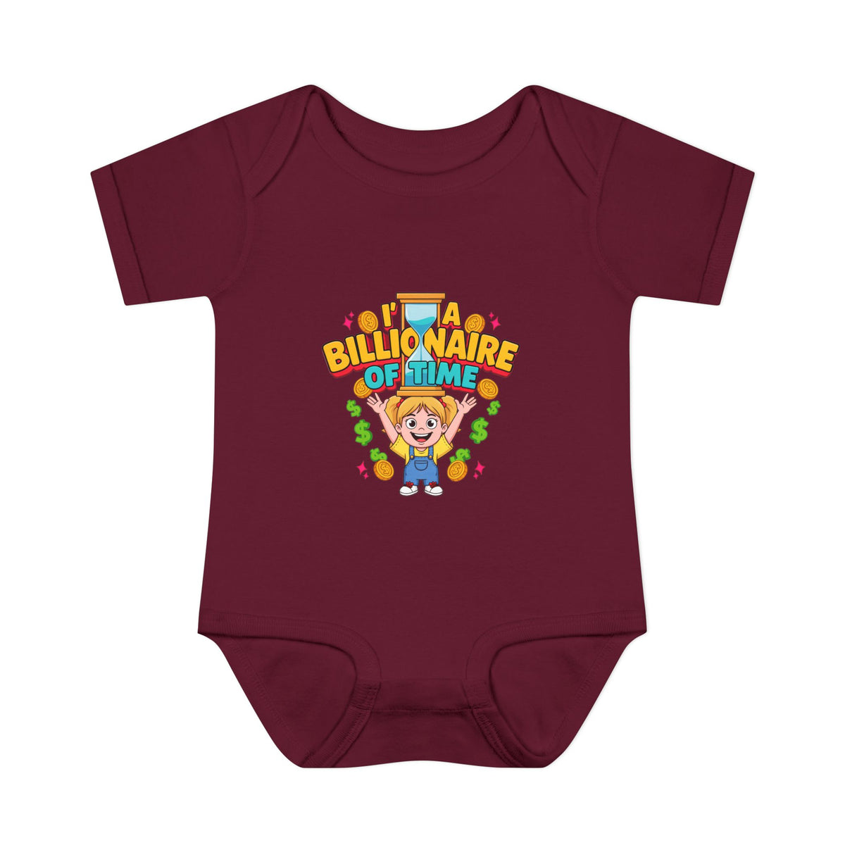 I'M A BILLIONAIRE OF TIME. Girls' Baby Bodysuit | Funny Finance Kids Clothing