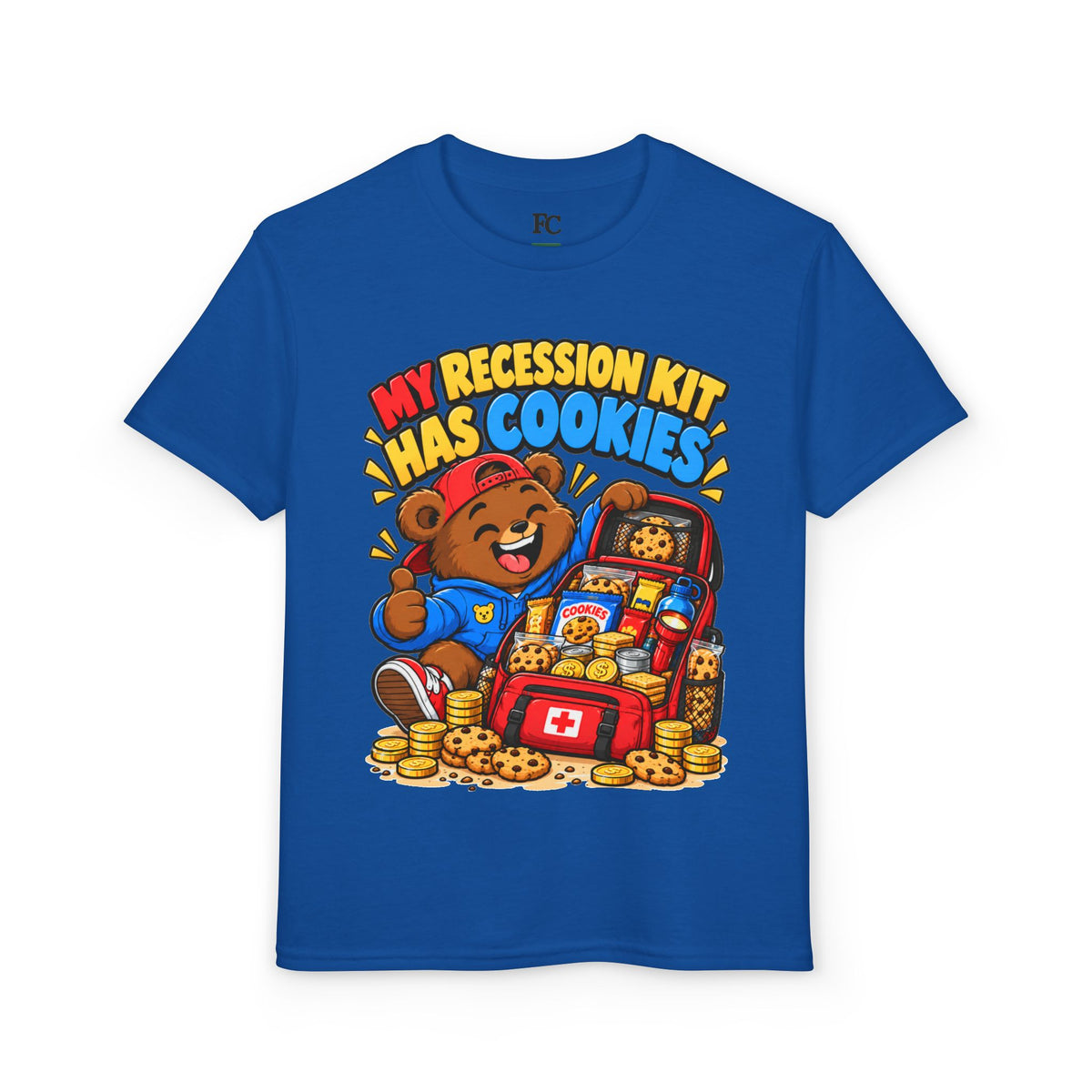 MY RECESSION KIT HAS COOKIES. Youth Tee | Funny Finance Kids Clothing