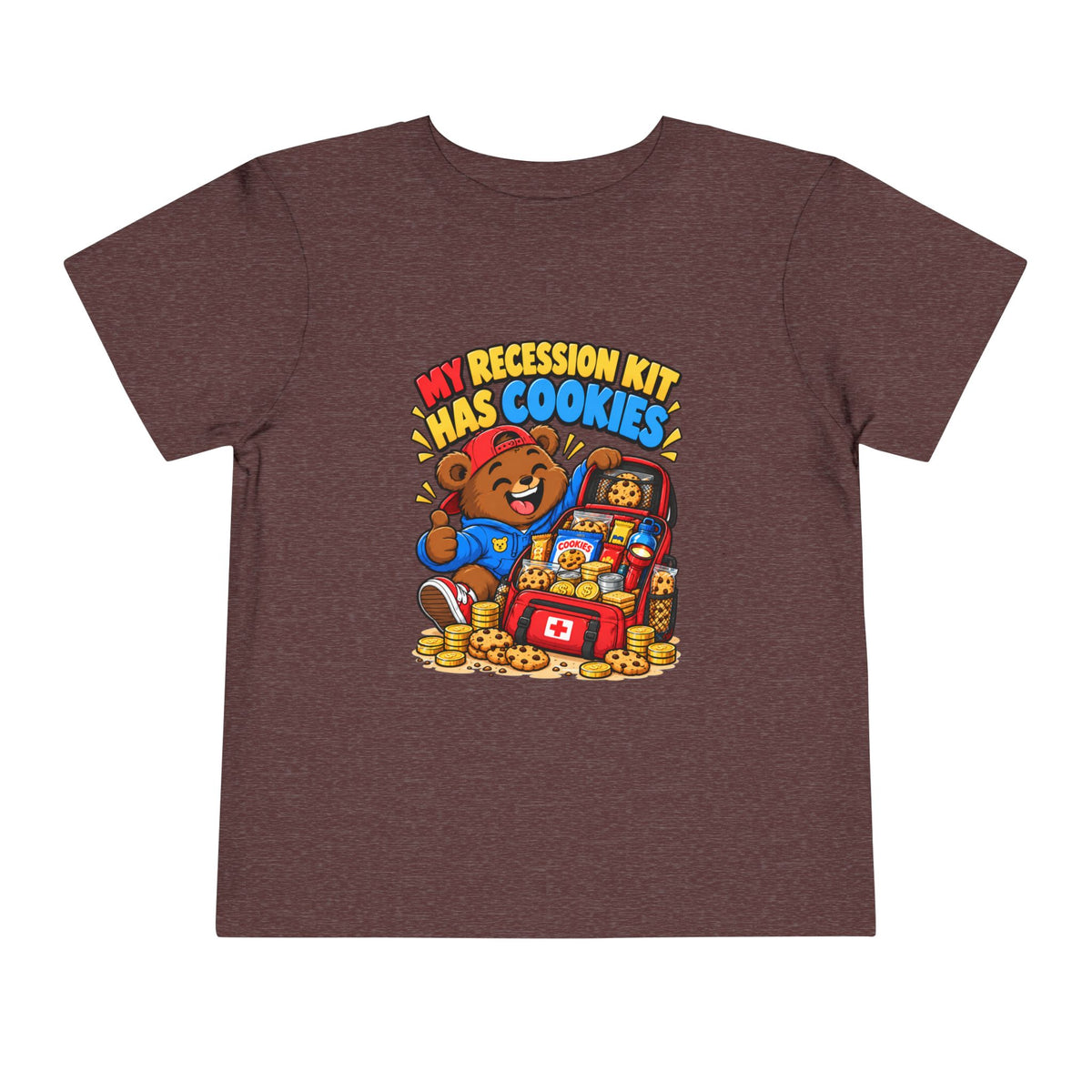 MY RECESSION KIT HAS COOKIES. Toddler Tee | Funny Finance Kids Clothing